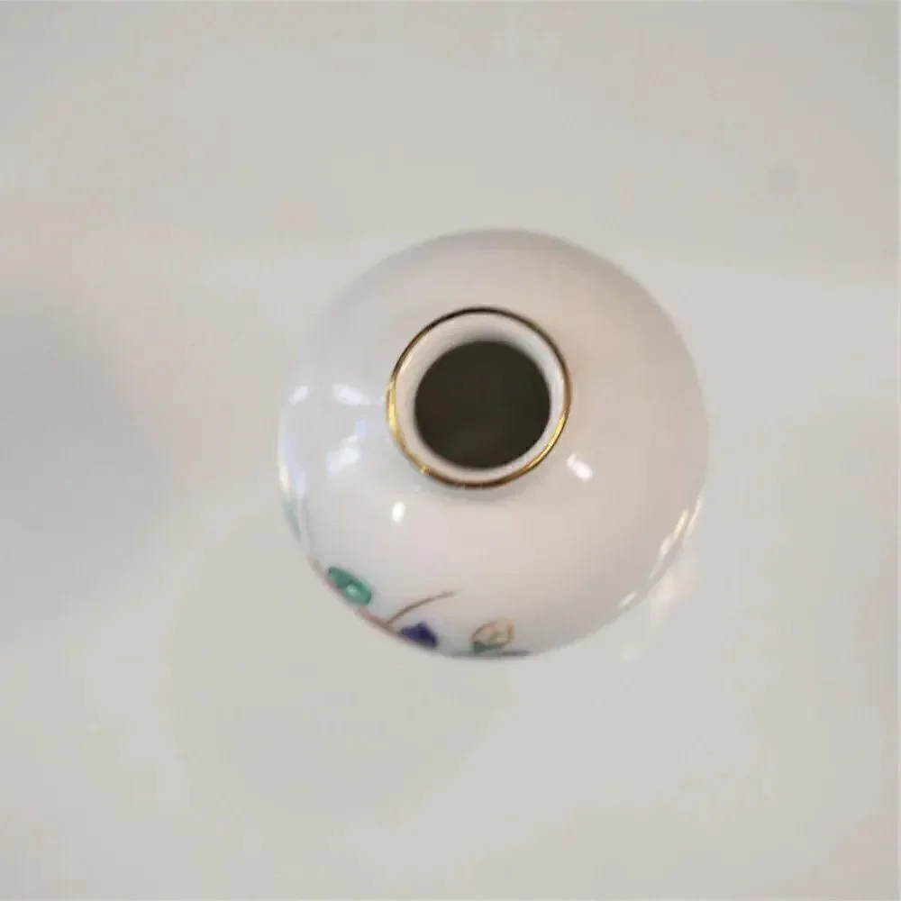 Vintage Arita Ware Vase Miniature Floral Porcelain Original Foil Sticker Japan